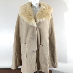 Vintage Country Pacer Wool Cape with Fur Collar